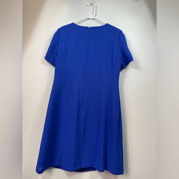 LizCaliborne Elegant Blue Dress with Unique Neckline Career Classic Summer Sz 14 - Picture 7 of 13